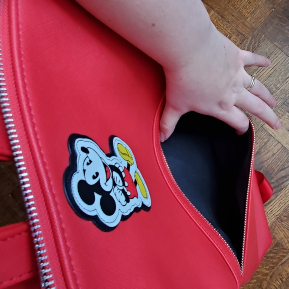 Red pleather Mickey Mouse Disney Backpack - Picture 4 of 6